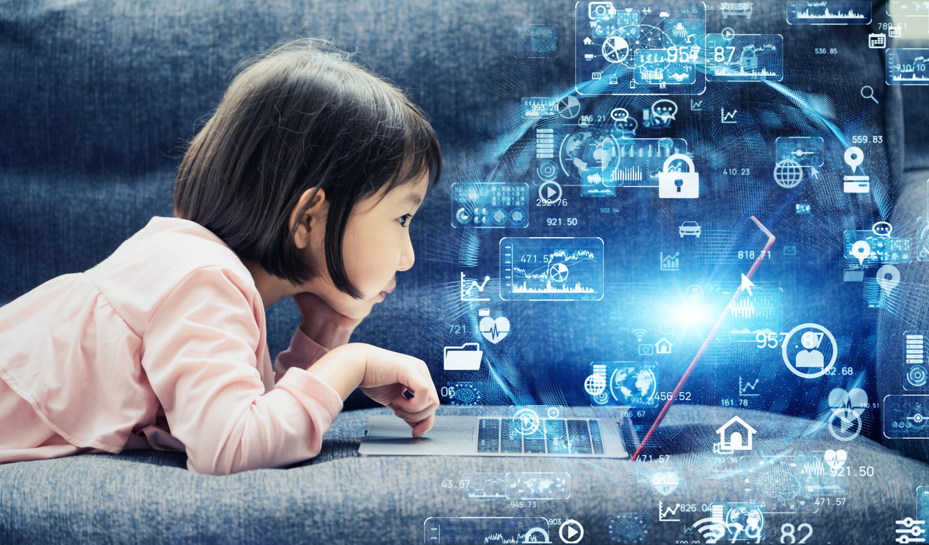 Image of girl playing on computer